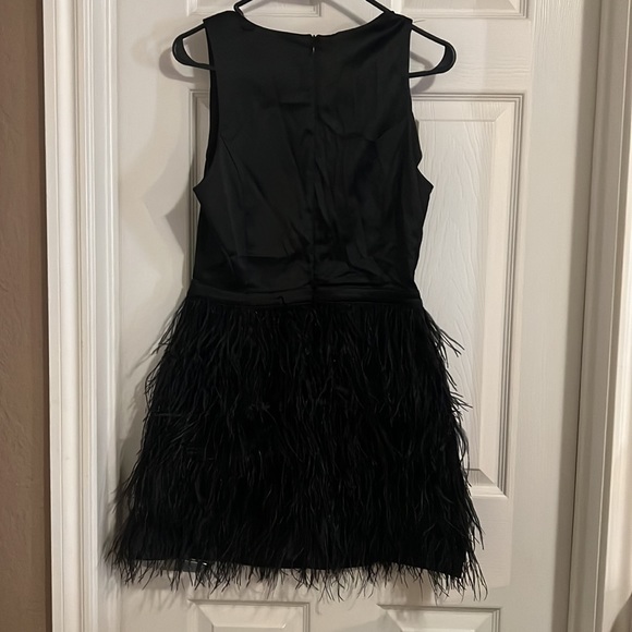 Size small black satin and feather dress … - Picture 3 of 3